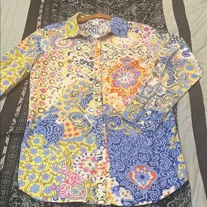 CYPRESS CLUB Vibrant Women's Patchwork Blouse
